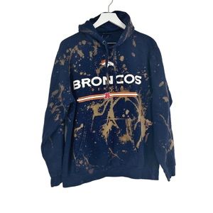 Denver Broncos Custom Bleach Dyed Splatter Hoodie SZ L